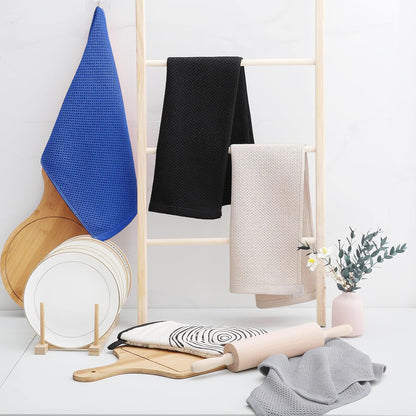 Homaxy 100% Cotton Waffle Weave Kitchen Dish Towels, Ultra Soft Absorbent Quick Drying Cleaning Towel, 13 x 28 Inches, 8-Pack, Blueberry