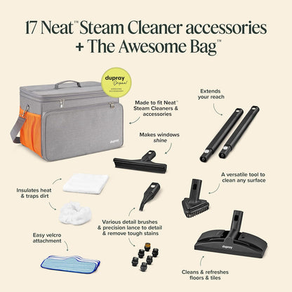 Dupray Neat Steam Cleaner with 18-Piece Kit – (Neat with the Awesome Bag) Powerful, chemical-free cleaning for floors, cars, tiles, grout, and more. *Kills 99.9% of Bacteria and Viruses