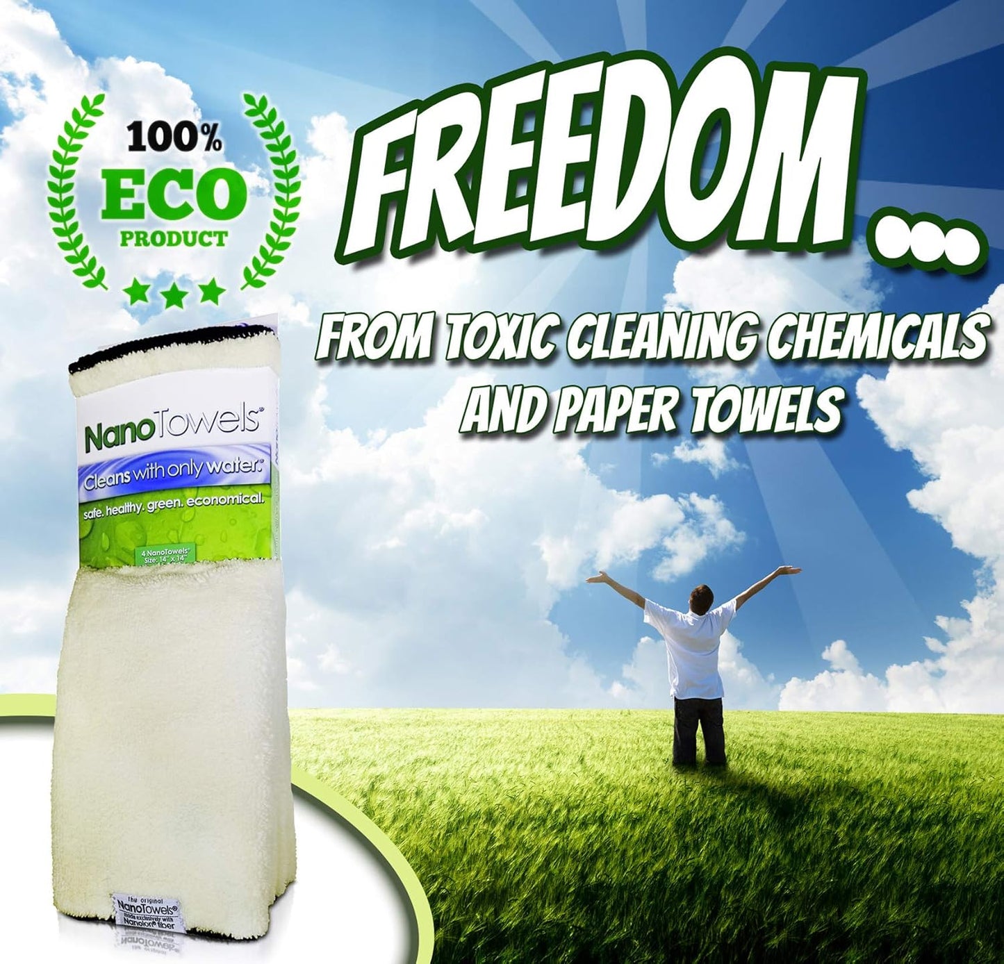 The Amazing Eco Cloth That Cleans Virtually Any Surface with Only Water. No More Paper Towels Or Toxic Chemicals. 4-Pack (14x14, Vanilla)