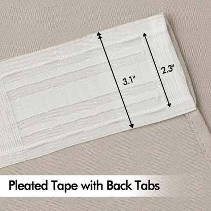 MIULEE Natural Back Tab Blackout Curtain 96 Inch Long 2 Panels Set for Bedroom, Rod Pocket/Pinch Pleat Thermal Insulated Living Room Darkening Pleated Light Blocking Floor to Ceiling Drape