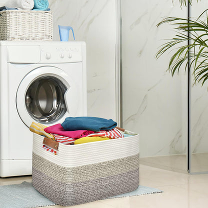 Large Collapsible Laundry Basket, Clothes Hamper for Blanket, Toy, Towels, Woven Baskets for Storage, Nursery Home Decor Living room 21.6" x 15" x 11.8", Gradient Brown