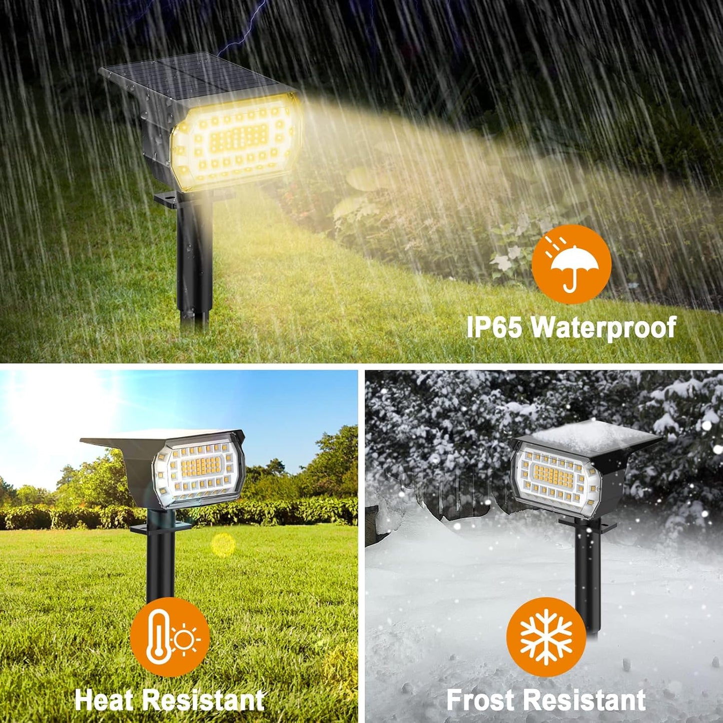 LANSOW Solar Spot Lights Outdoor, [4 Pack/57 LED] 2-in-1 Solar Landscape Spotlights, 3 Modes IP65 Waterproof Dusk to Dawn Solar Powered Flood Wall Lights for Outside Yard Garden Pathway(Warm White)