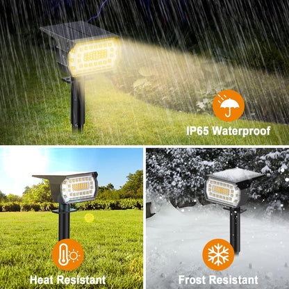 LANSOW Solar Spot Lights Outdoor, [2 Pack/57 LED] 2-in-1 Solar Landscape Spotlights, 3 Modes IP65 Waterproof Dusk to Dawn Solar Powered Flood Wall Lights for Outside Yard Garden Path(Warm White)