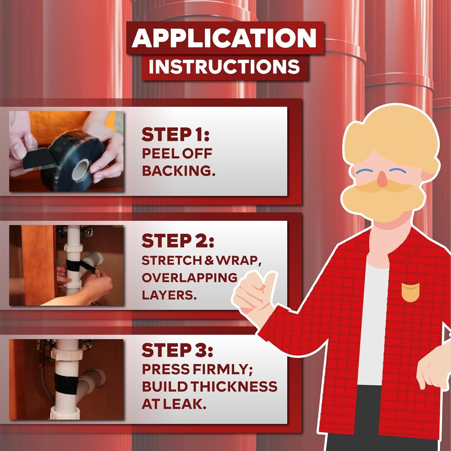 XFasten Self Fusing Silicone Tape Waterproof – 1" x 36 Feet Black, Self Amalgamating Tape, Silicone Rubber for Plumbing, Sealing Pipes, Hose Repair, Outdoor Coax and Electrical Cables – Weatherproof