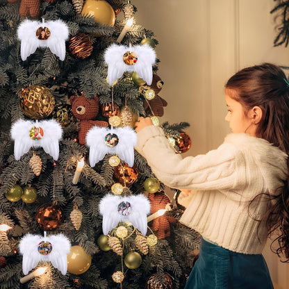 Personalized Christmas Ornaments 2024 Customized with Photo Text Ornament Keepsake Pet First Christmas Ornament Bulk Custom Wooden Xmas Tree Decorations, Wood Round Wing