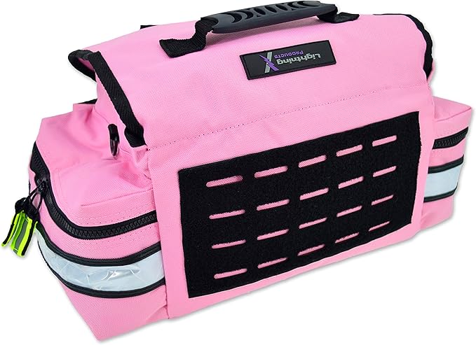 Lightning X Small Medic First Responder EMT Trauma Bag Stocked First Aid Trauma Fill Kit A (Pink)