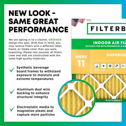 Filterbuy 24x30x2 Air Filter MERV 11 (MPR 1200) Allergen Defense Replacement (4-Pack), Electrostatic Pleated HVAC AC Furnace Filters, Made in USA (Actual Size: 23.50 x 29.50 x 1.75)