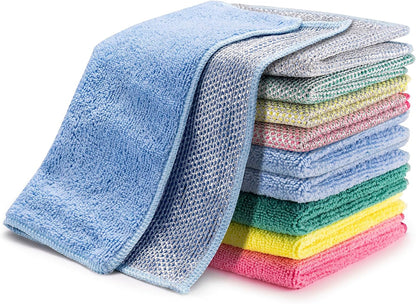 2 in 1 Microfiber Cleaning Cloth Kitchen Towels, Non Scratch Wire Dishcloth Cleaning Rags for Washing Dishes, Multipurpose Microfiber Towels for Cars, Kitchen, Wall and Window Cleaner