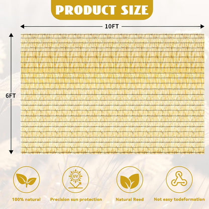 Bamboo Privacy Fence, Decorative Bamboo Fence Rolls 6 Feet High, Natural Reed Screens Outdoor for Patio Garden Backyard Balcony, 6 x 10 FT