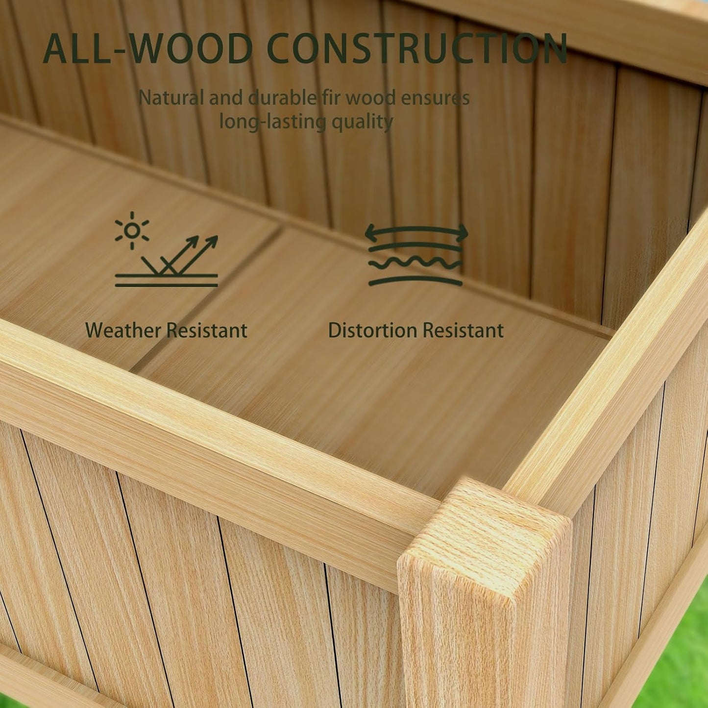 Wood Planter with Trellis Raised Garden Bed for Climbing Plants Elevated Wooden Planter Box,Outdoor Gardening Planting Bed to Grow Vegetables Climbing Plants Herbs Flowers (Burlywood)