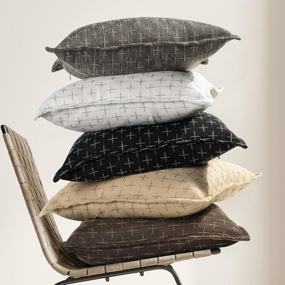 ZWJD Pillow Covers 22x22 Set of 2 Soft Polyester Textured Pillow Covers with Stylish Flange Edge Cozy Farmhouse Throw Pillows for Couch Bed Sofa Living Room