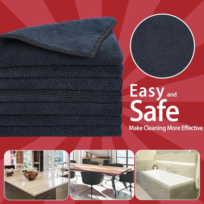 Tanlade Microfiber Cleaning Cloth Cleaning Rags Reasonable Kitchen Towels Microfiber Towels Cars Wash Dry Erase Cloth (12 x 12 Inch,Black,10 Pcs)