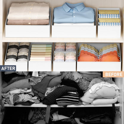 DIMJ Drawer Organizer Clothes - 16 Pack Baby Dresser Organizer for Nursery, Foldable Drawer Organizer Bins for Closet Bedroom Organization, Fabric Clothes Storage Dividers for Underwears, Socks, Bras