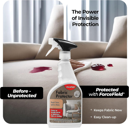 ForceField Fabric Protector Spray – Long-Lasting, Non-Toxic Water & Stain Repellent – Safe for All Fabrics – Indoor & Outdoor Use – 22 oz