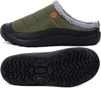 Womens Mens House Slippers Slip on Snow Winter Warm Fully Fur Lined Slippers Indoor Outdoor Shoes