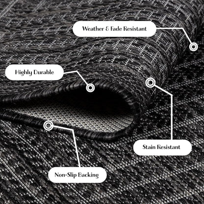 Adiva Rugs Outdoor Indoor Area Rug, Weather Resistant, Easy to Clean, Stain Resistant Floor Mat for Dining Room, Backyard, Deck, Patio (Pebble Weiss, 5' x 7')