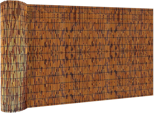 Bamboo Reed Fencing, Light Russet Bamboo Screens Outdoor, Decorative Privacy Screen Reed Curtains for Patio Balcony Garden Backyard, 5 x 10 FT