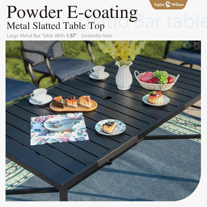 Sophia & William Outdoor Bar Set, Patio Bar Table and Chairs Set, Bar Height Patio Set - 4 x Swivel Bar Chairs(Baby-Blue), 1 x Rectangular Bar Table(Black)