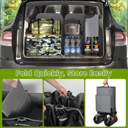 300L Collapsible Wagons Cart with Wheels Foldable, 440lbs Heavy Duty Folding Wagon, Upgraded Effortless Elegance, Foldable Wagon for Sports Beach Grocery Camping, Black & Gray