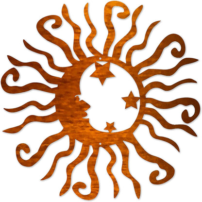 Riverside Designs Wacky Solar Moon Metal Wall Art Steel Outdoor Decor | Heavy-Duty and Waterproof | Made in USA (Copper, 18L x 18W)