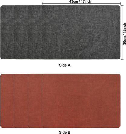 Myir JUN Placemats Dual Sided, Faux Leather Place Mats Set of 6 Indoor for Dining Table Non-Slip Washable Wipeable Heat Resistant Outdoor Table Mats (Gray Terracotta, Set of 6)
