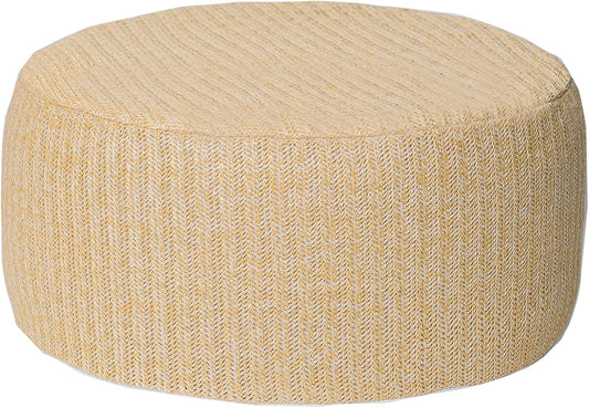 Outdoor Inflatable Ottoman with Air Pump, Fade-Resistant Patio Footrest Stool D21”x H9”, Round Pouf Ottoman with Portable Handle Suitable for Garden, Camping, Bedroom, Living Room