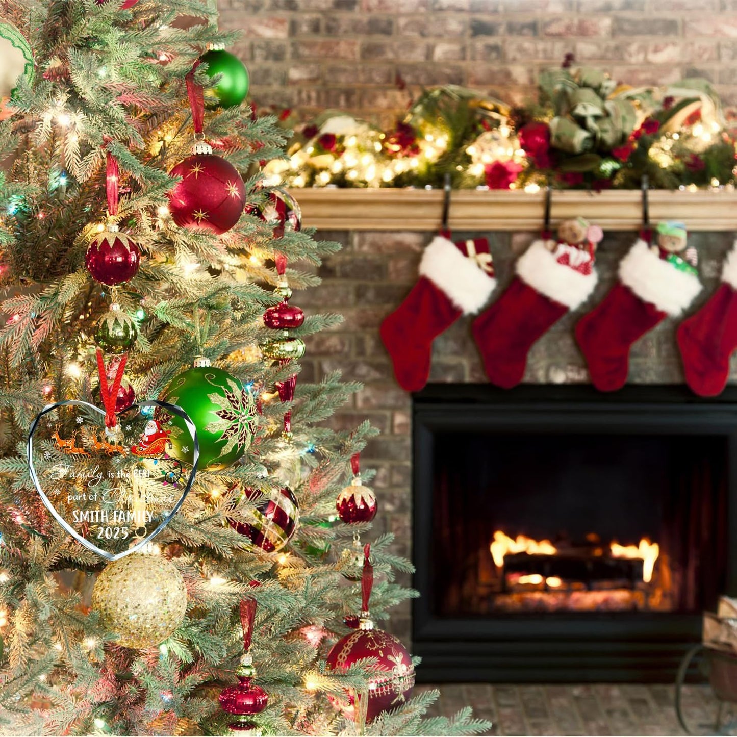 Personalized Crystal Christmas Ornaments, Custom Family Glass Ornament 2025, with Custom Name, Date - Perfect Keepsake Gift for Family, Dad, Mom, Him, Her, Couple