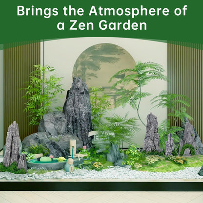 Mini Zen Garden Mountain Decor, Zen Garden Terrarium Accessories Decor Outdoor, Bonsai Figurines Decor Accessories