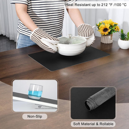 Myir JUN Dual Sided Placemats, Faux Leather Set of 8 for Dining Table, Non-Slip Washable Heat Resistant Indoor Outdoor Table Mats (Gray Black)