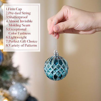 Valery Madelyn Christmas Ornaments Set, 30ct 2.36 Inches Navy Blue and Silver Shatterproof Christmas Tree Decorations Ball Ornaments Bulk, Elegant Hanging Ornaments for Xmas Holiday Party Decor