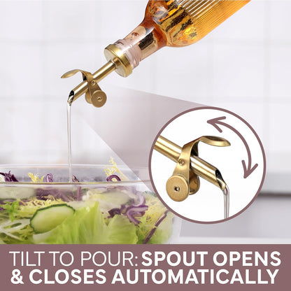 COOK WITH COLOR Glass Olive Oil Dispenser Bottle - 2 Pack, 17 oz Cruet - Elegant Carafe Decanter with Spout for Kitchen, Suitable for Vinegar, Coffee Syrups & Other Liquids