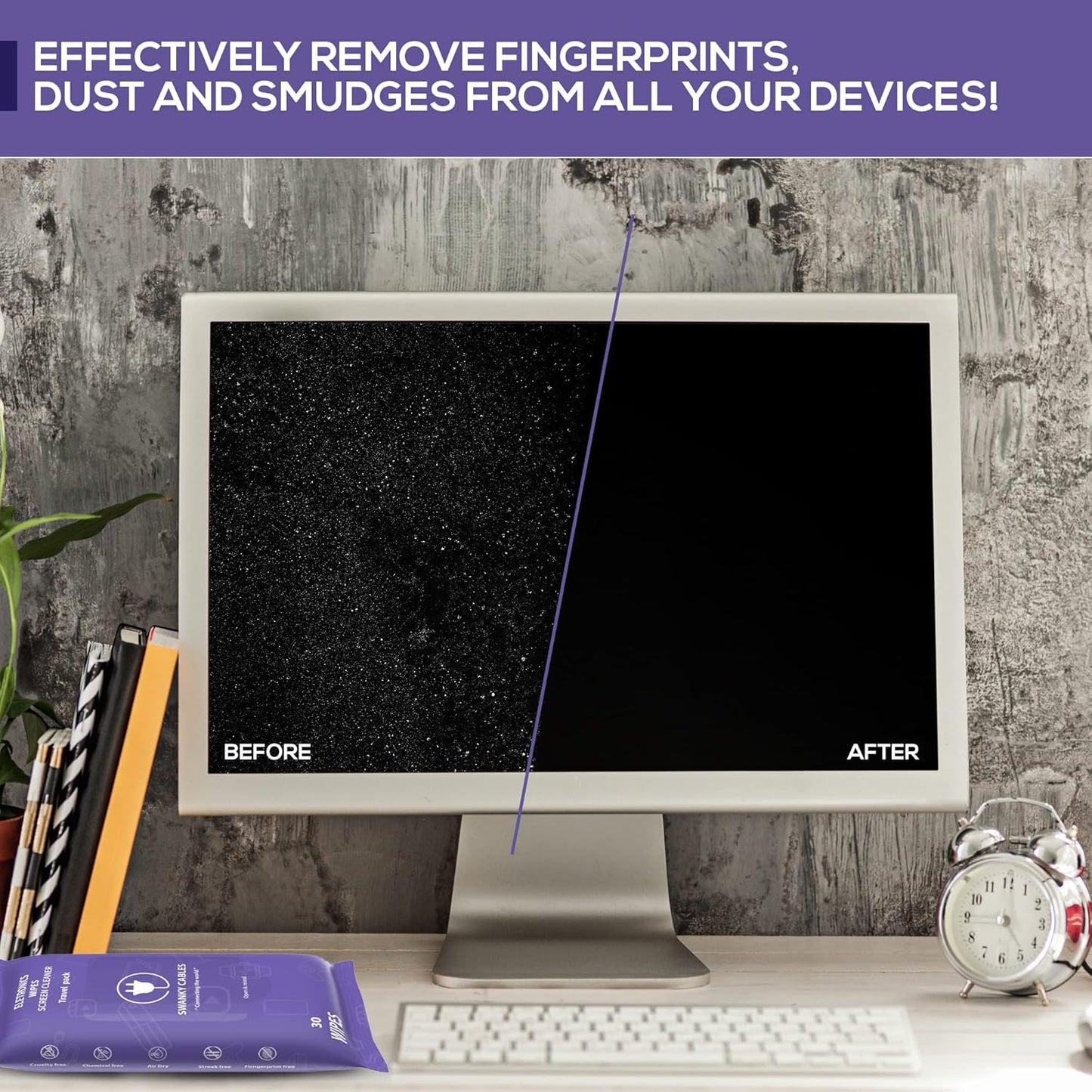 Screen Cleaner Wipes: Electronic Wipes for Screens - Computer Screen Wipes for Lens, Phone, Tv Screen and Monitor Cleaning - Tech Wipes & Microfiber Cloth (Soft Wipes, 300 Count)