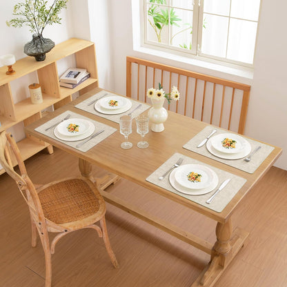 FROMHEART Faux Leather Placemats Set of 6–Waterproof,Heat/Oil Stain-Resistant PU Table Mat–Reversible,Non-Slip,Easy to Clean Place Mats for Kitchen,Dining,Indoor/Outdoor,(Beige,11.8" x 17")