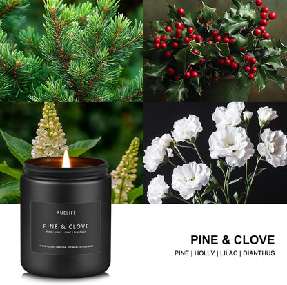 Pine & Clove Candle | Candles for Men - Masculine Candle, Soy Candles for Home Scented, Manly Scented for Home - Gifts for Men -7oz Black Jar