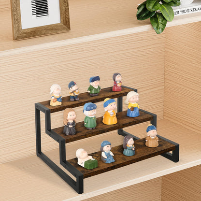 YINMIT Tiered Display Stand Riser Shelf, Wooden Spice Rack Organizer for Countertop, 3 Tier Kitchen Counter Shelf