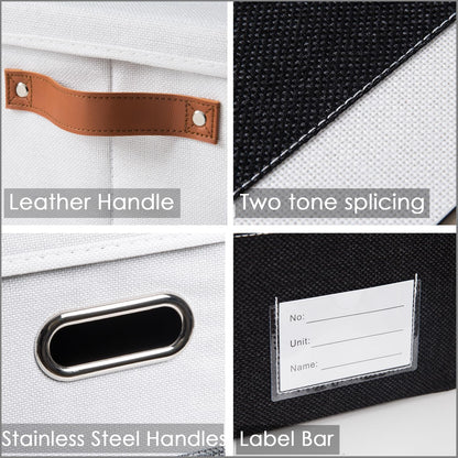PRANDOM Foldable Storage Bins with Lids [3-Pack] Fabric Collapsible Storage Boxes Baskets Cubes Containers with Handles for Closet Living Room Bedroom (Black & White 17.7x11.8x11.8'')