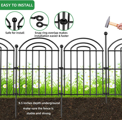 Decorative Garden Fence, 17in(H) x19.5ft Rustproof Metal No Dig Fence Animal Barrier Fence for Dog Rabbit, Wire Border Panel Fencing for Yard Patio Outdoor Decor 18 Pack.