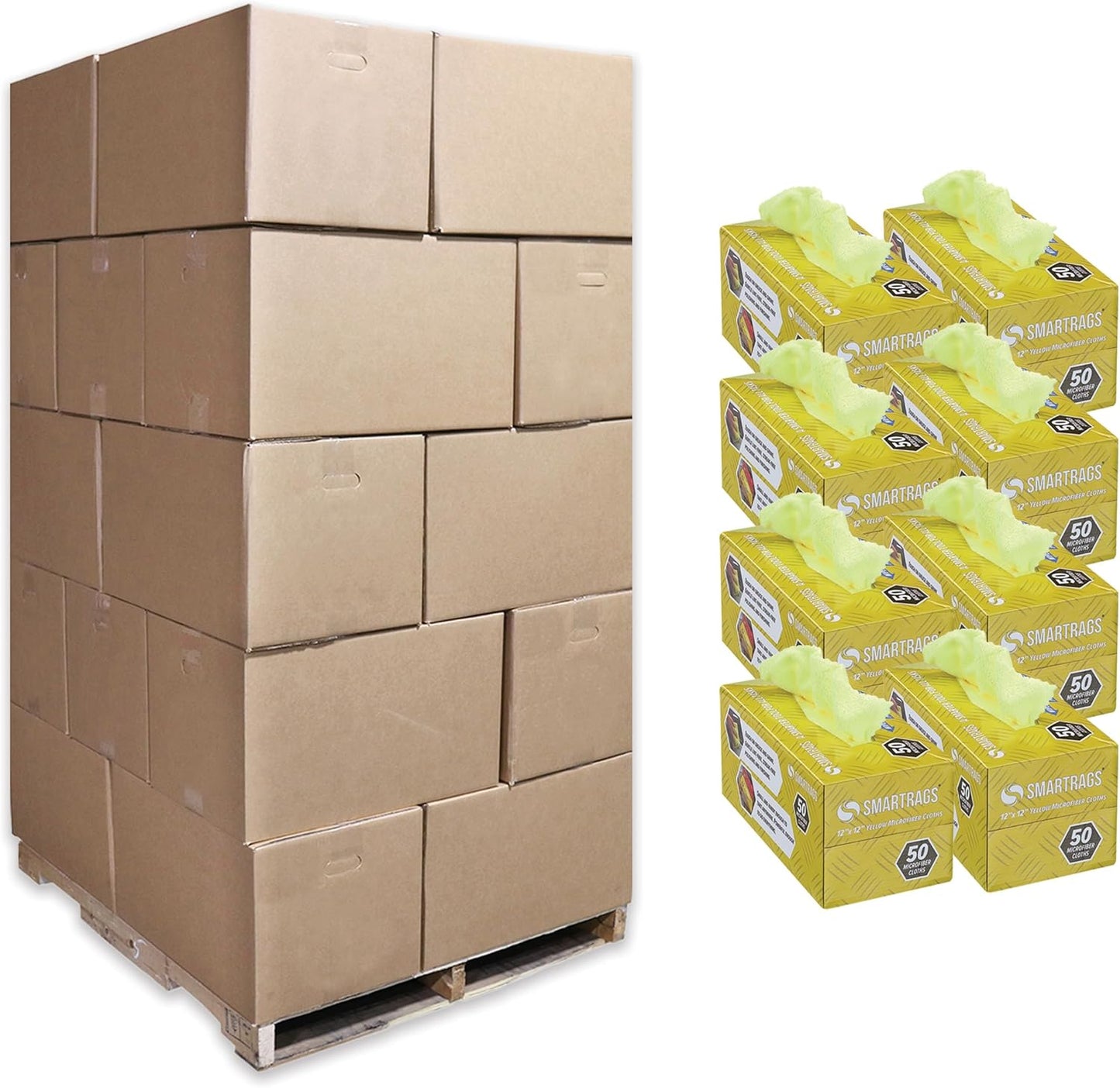 Arkwright Smart Rags in Box - (Pallet of 14400) Lint Free Microfiber Cleaning Cloth, Scratch & Streak-Free, Dispensable Wash Towels for Cars, Window Glass, and Auto Shop, 12 x 12 in, Yellow