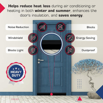 Adhesive Backed Door Draft Stopper – Silicone Under Door Sweep for Interior & Exterior Doors, Noise & Air Insulation, Self Stick Weather Stripping Door Seal, 2" W x 39" L (Black) by Randall Mfg