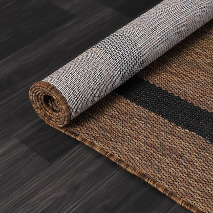 Bordered Outdoor Rug 5x7 Washable Outside Carpet for Indoor Patio Porch Waterproof Easy Cleaning Non Shedding Area Rugs Nut Brown - Black 5 x 7