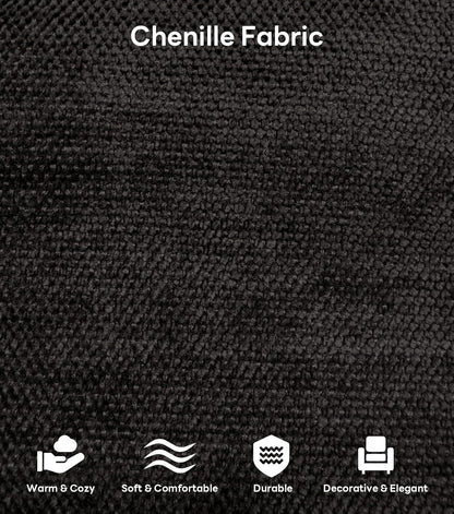 Tbfit 59" Loveseat Sofa, Chenille Small Sofa Couch, Love Seat with 2 Pillows for Small Space, Bedroom & Living Room, Black