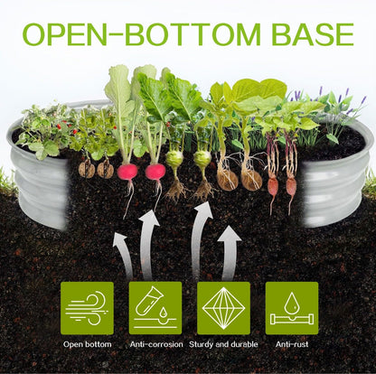 Gardmax 2 Pack Galvanized Raised Garden Bed, Lightweight Planter Boxes Outdoor with Easy Assembly, Large Garden Bed for Vegetables, Fruits, Flower Silver