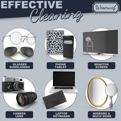 WESERWEF Design Microfiber Glasses Cleaning Cloth – Premium Cleaning Cloth for Eyeglasses, Screens, Tablets, Cameras & Lenses, 12" x 12", Ultra-Soft & Scratch-Free (Leo)