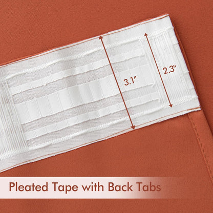 MIULEE Back Tab Burnt Orange Blackout Curtains 108 Inch Long 2 Panels Set for Living Room Bedroom Privacy, Fall Terracotta Rod Pocket/Pinch Pleated Extra Long Room Darkening Light Blocking Drapes