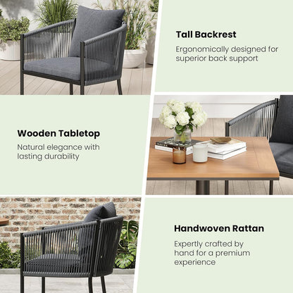 Soohow 6 Pieces Outdoor Chairs, Patio Dining Chairs, Rattan Wicker Chair Set with Cushions for Garden, Deck, Backyard(Grey)