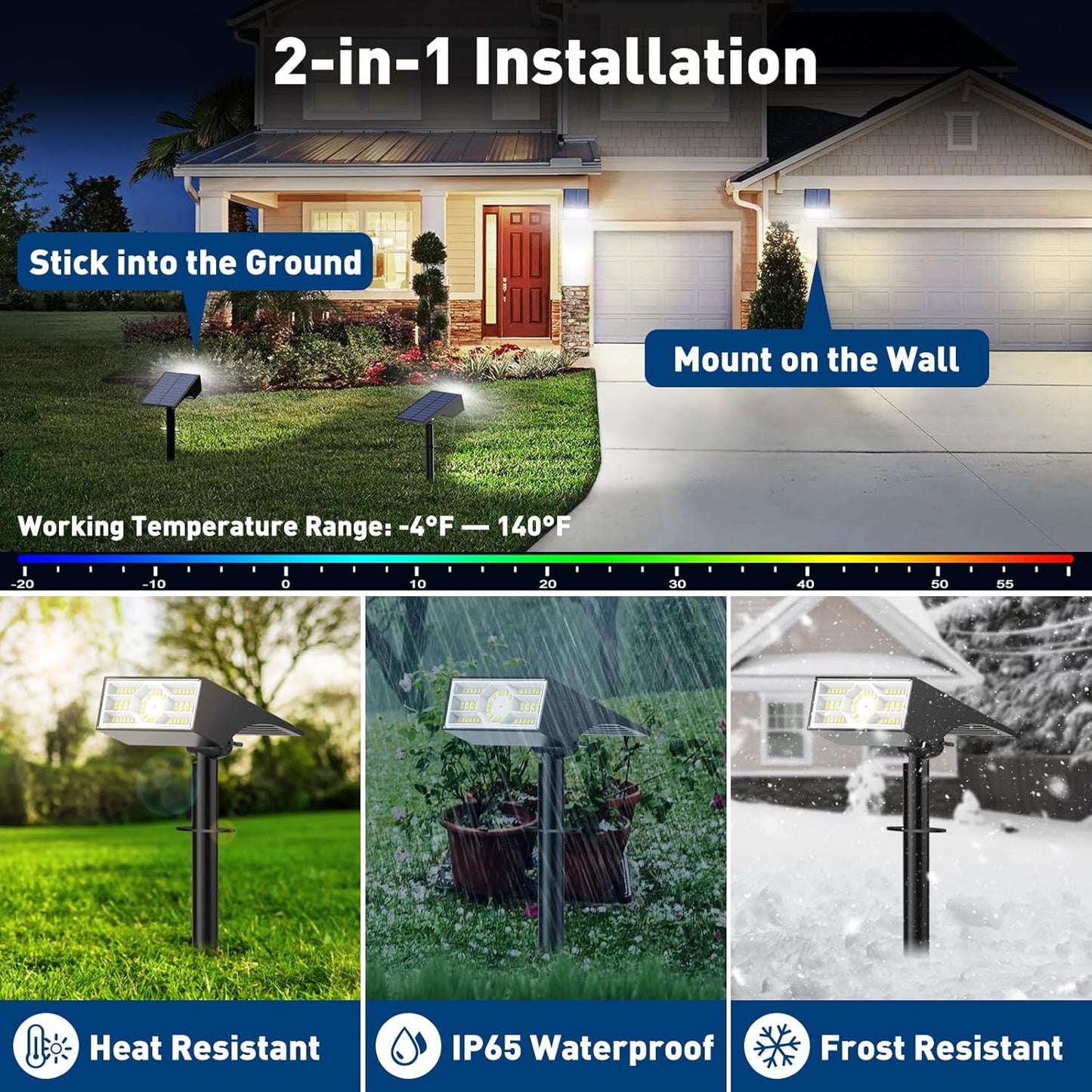 Solar Spot Lights Outdoor, 10 Pack Outdoor Solar Lights for Yard Waterproof, 4 Lighting Modes Solar Landscape Spotlights, Auto On/Off Solar Powered Flood Lights Garden Pathway (Cool White)