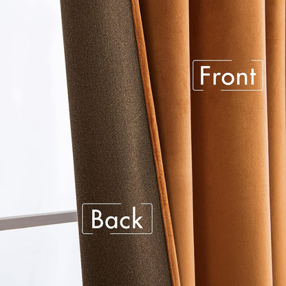 MIULEE Velvet Curtains 90 inches - Pinch Pleat Luxury Room Darkening Curtains for Bedroom Living Room Thermal Insulated Super Soft Window Drapes Rod Pocket, Gold Brown, W52 x L90 inch, 2 Panels