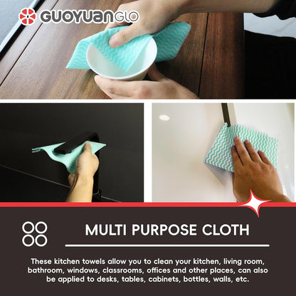 Disposable Dish Cloths Disposable Cleaning Towels Heavy Duty Reusable Cleaning Cloths Dish Rags for Kitchen,11.8 x 21 inches - 50 Counts/Pack,Green