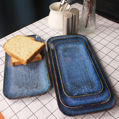 Porcelain Dinner Plates set dessert salad dish Set of 4,Main Dish for Steak,Bread, Pasta,Salad, Microwave Oven and Dishwasher Safe,Scratch Resistant Reusable 9.8 INCH Rectangular