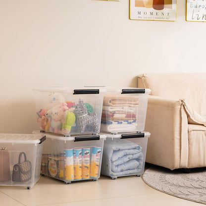 Citylife 82 QT Clear Plastic Storage Bins with Lids Stackable and Nestable Storage Boxes with Lids Large Plastic Storage Containers for Garage, Closet, Kitchen, 2 Packs